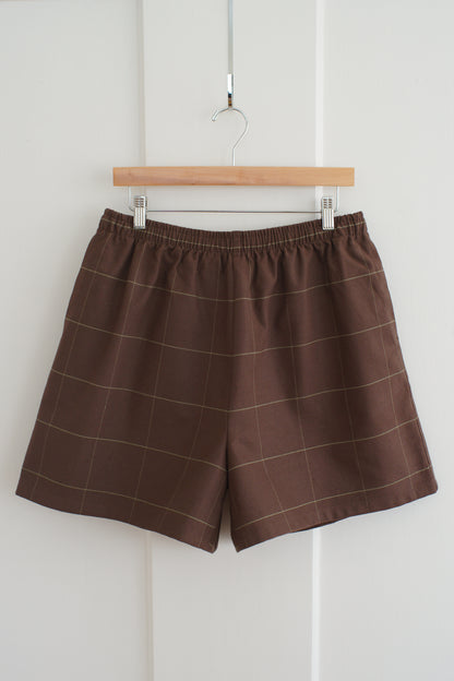 brown grid shorts - xl
