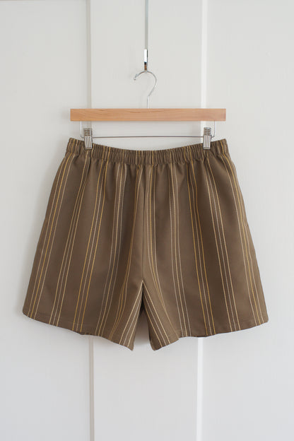 taupe striped shorts - l