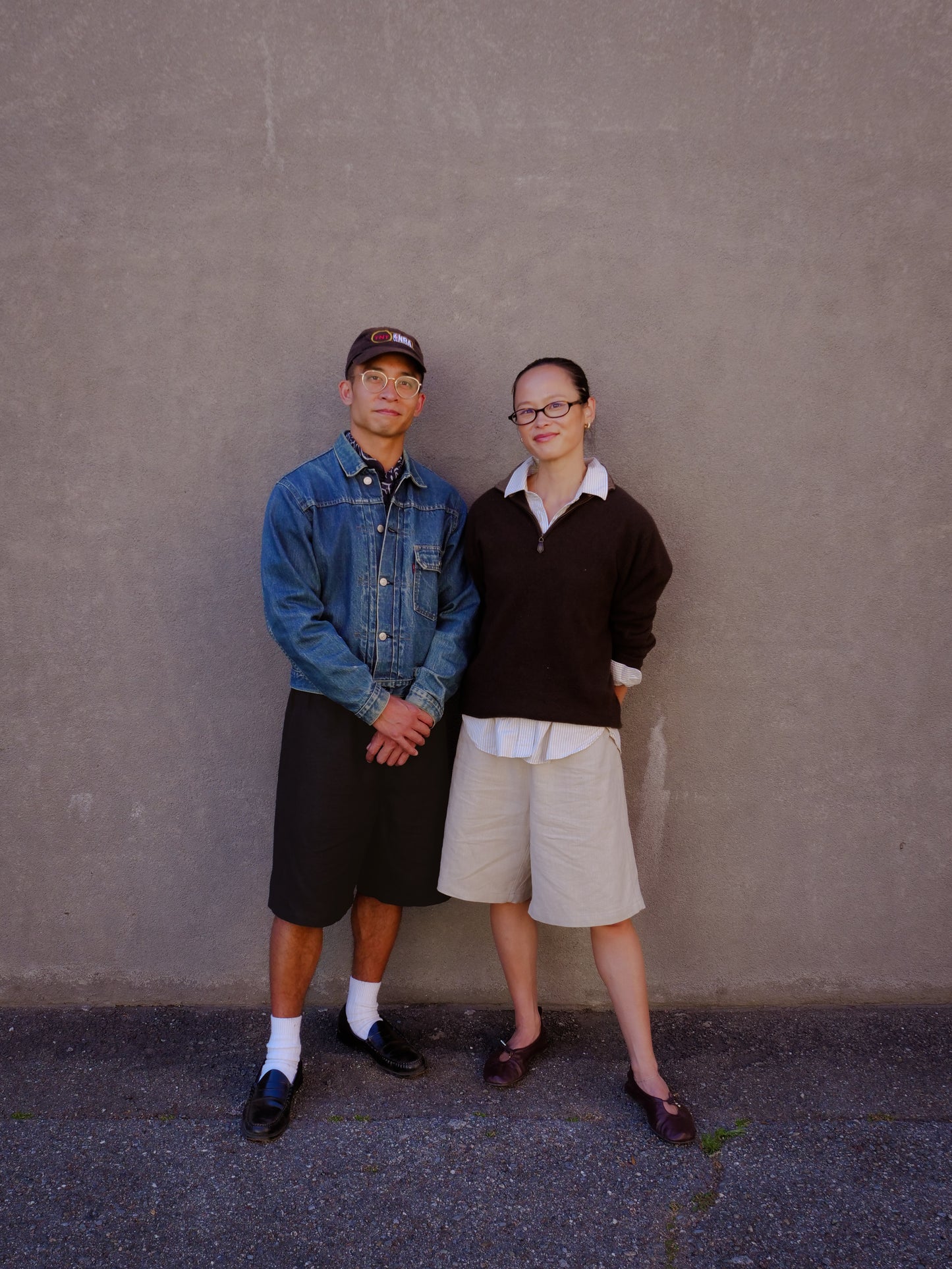 linen big shorts - black