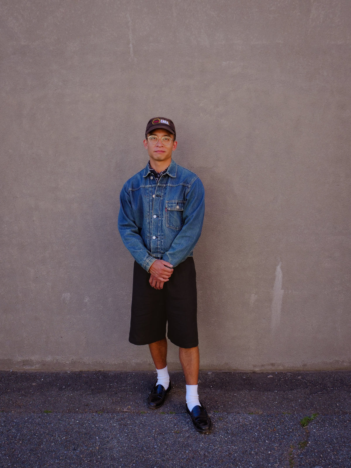 linen big shorts - black