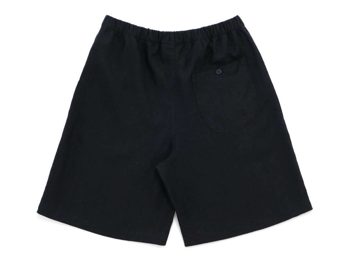 linen big shorts - black