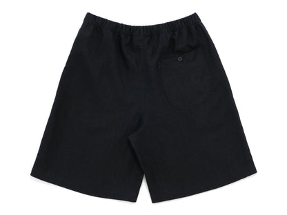 linen big shorts - black