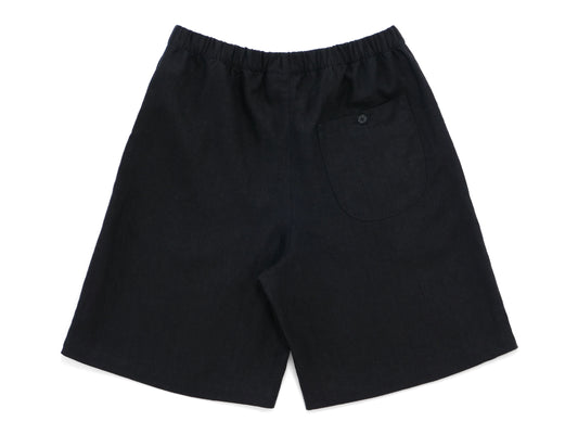 linen big shorts - black