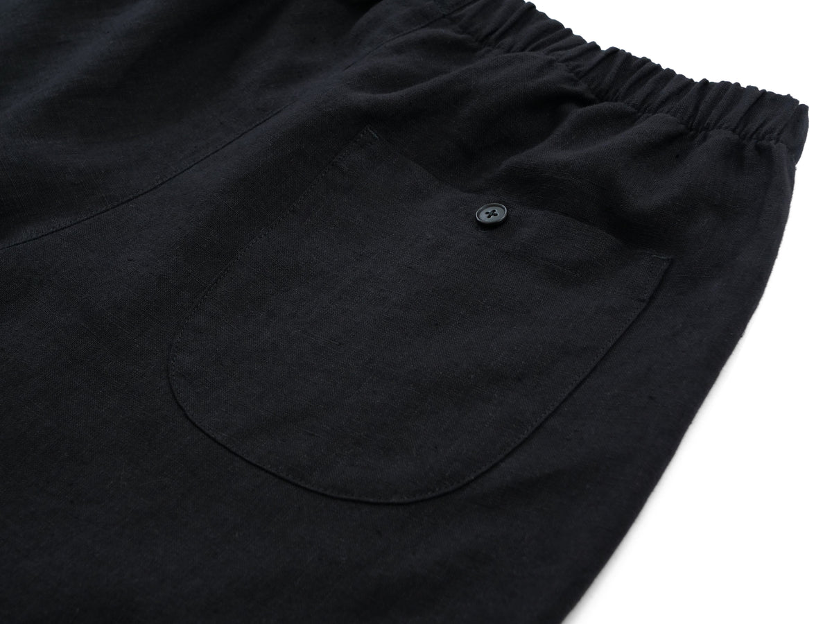 linen big shorts - black