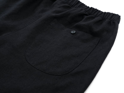 linen big shorts - black