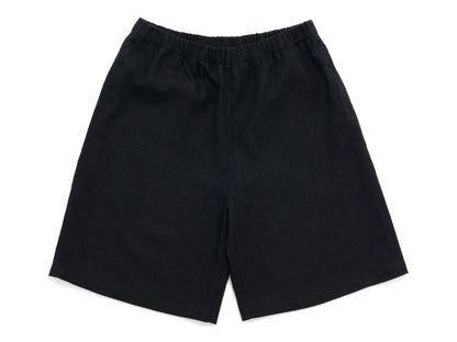linen big shorts - black