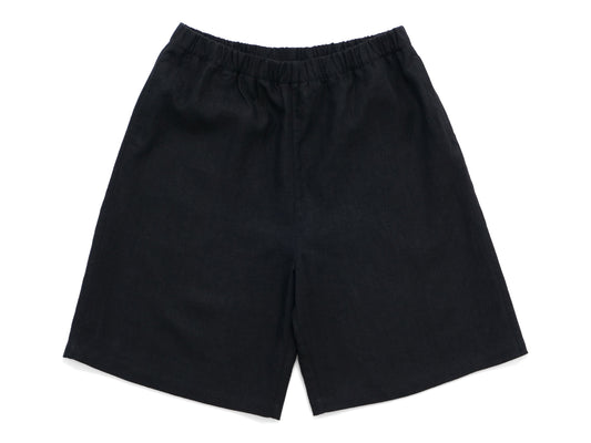 linen big shorts - black